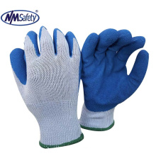 NMSAFETY 10 gauge grey polyester liner coated blue latex palm work gloves EN388 2016 2142X